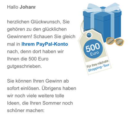 PayPal 500 Euro