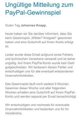 Paypal mitteilung