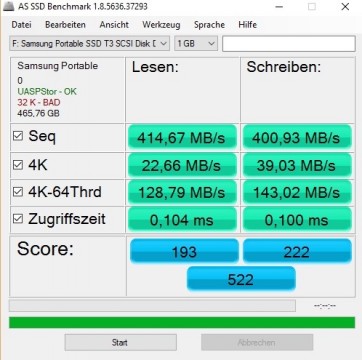 Samsung SSD T3 AS SSD