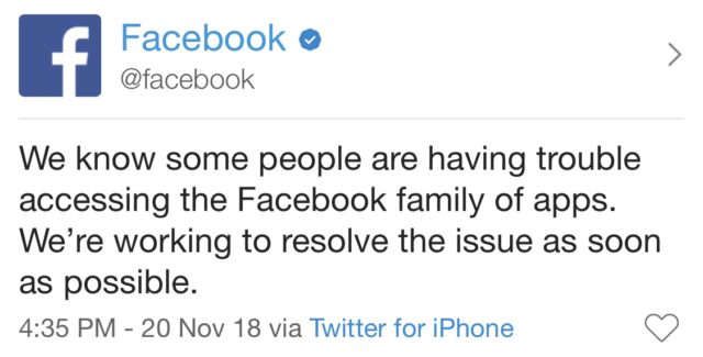 Facebook Down 2018