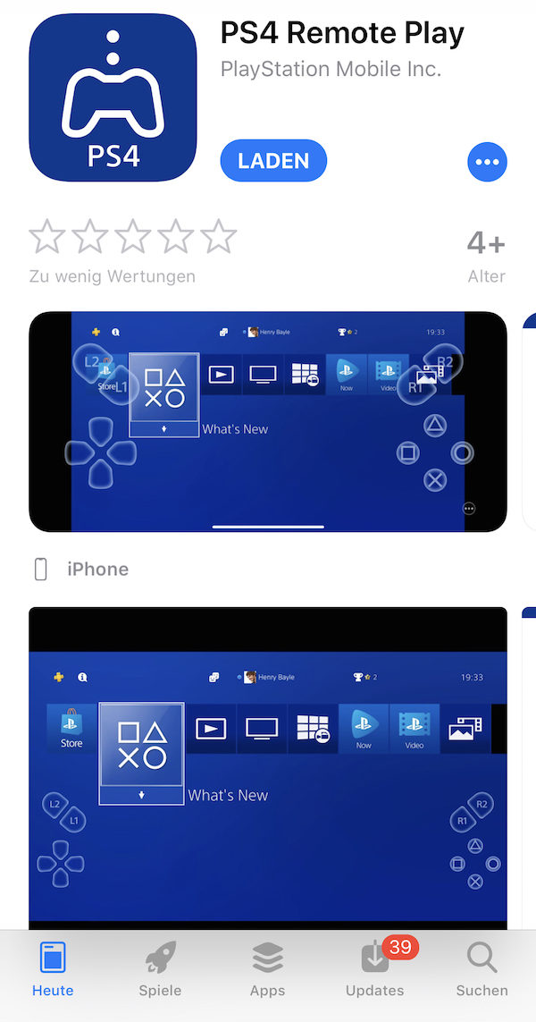 PS4 Remote Play iOS AppStore